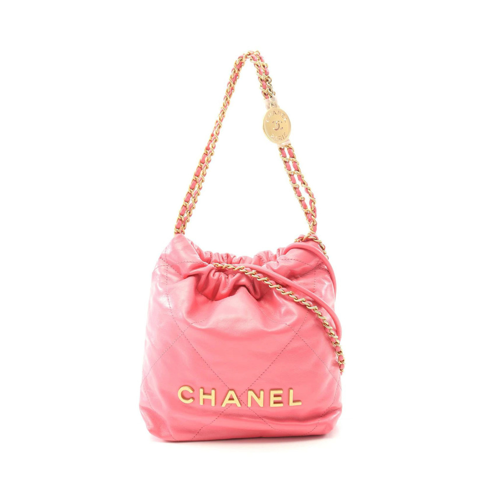 Chanel Shoulder Bag Leather Pink
